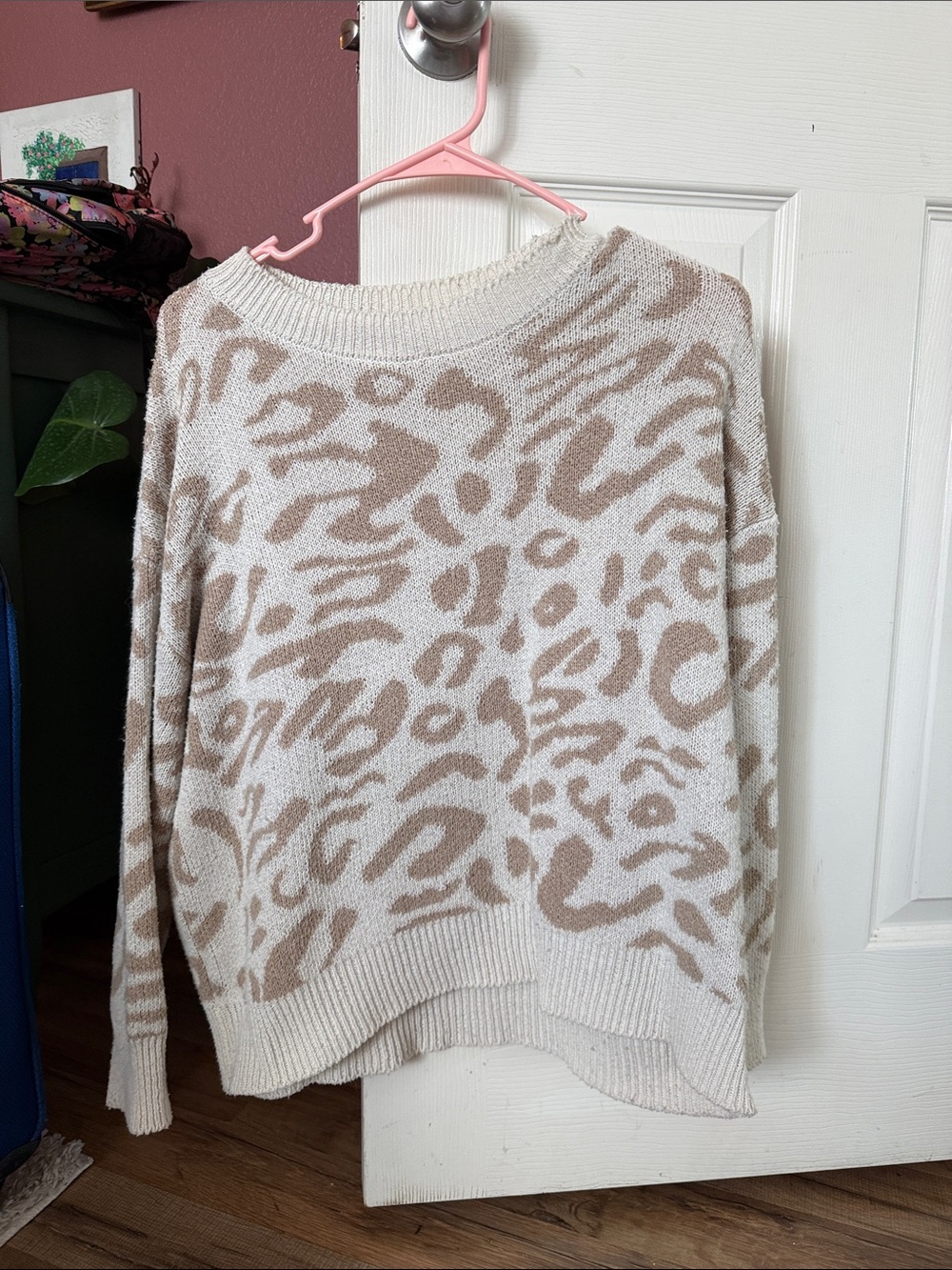 Cozy Cream & Taupe Animal Print Sweater